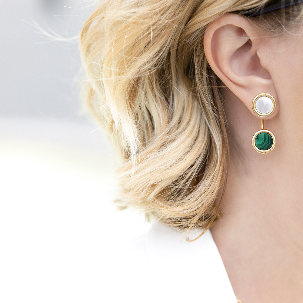 Orecchini Ouroboro Piercing Green - Giulia Barela Jewelry