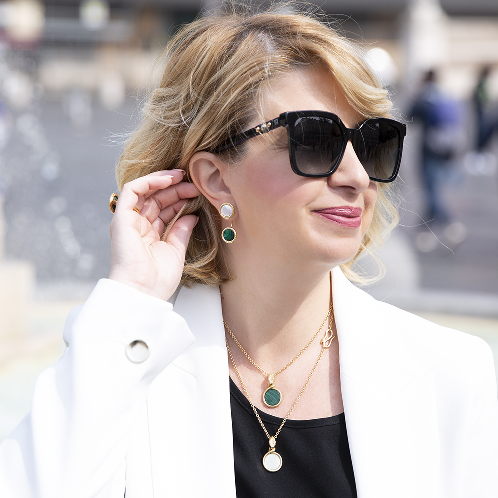 Orecchini Ouroboro Piercing Green - Giulia Barela Jewelry 00103