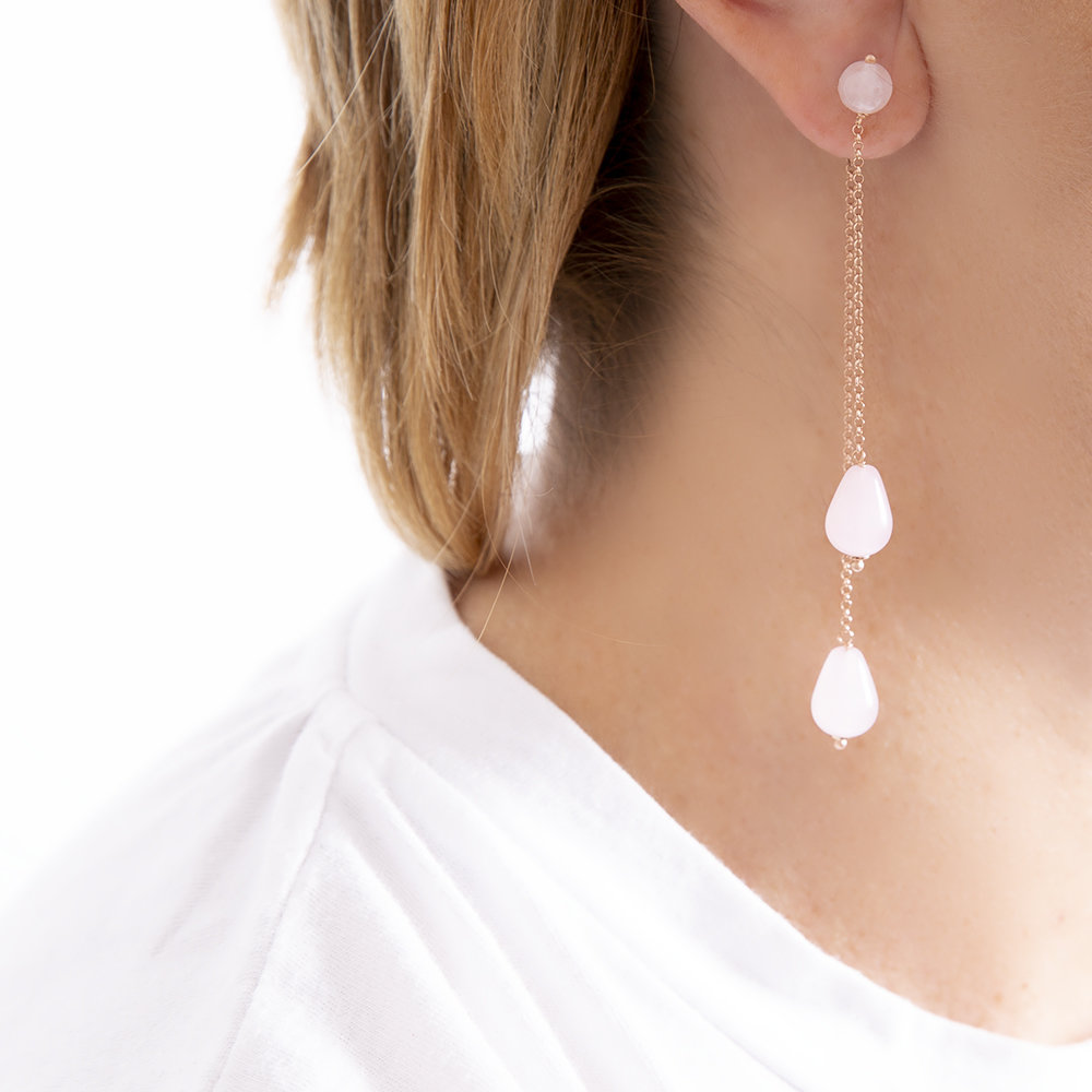 Orecchini Doppi Rosa di 20 Celesti Bijoux
