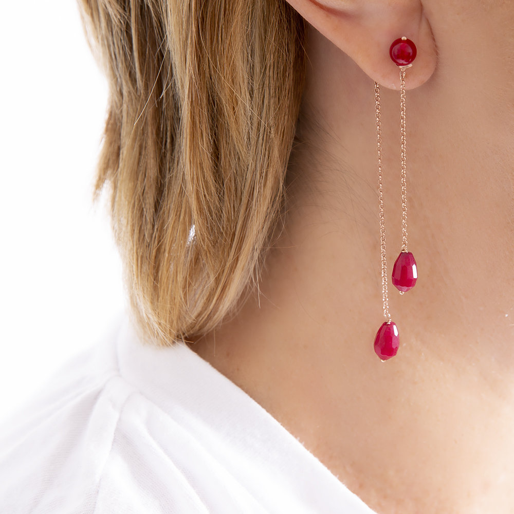 Orecchini Doppi Rossi di 20 Celesti Bijoux 00020