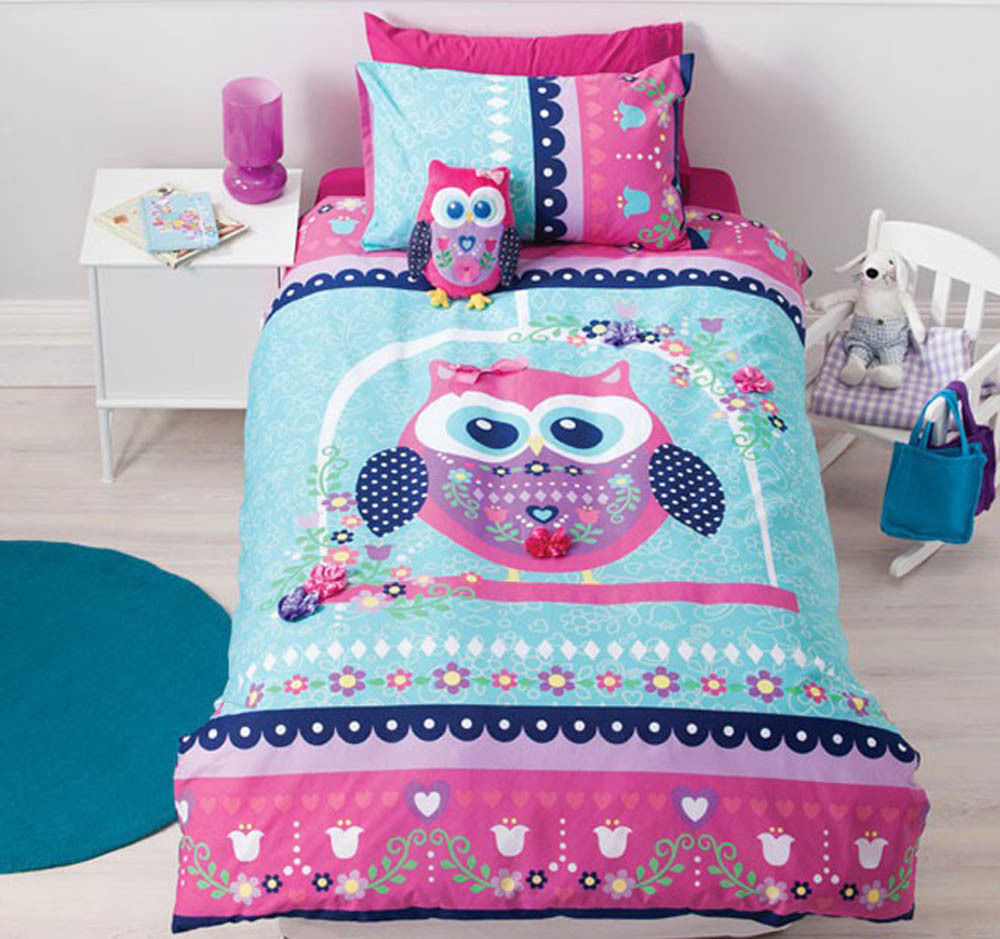 Reversible Pretty Owl Quilt Cover Set By Cubby House Kids Double