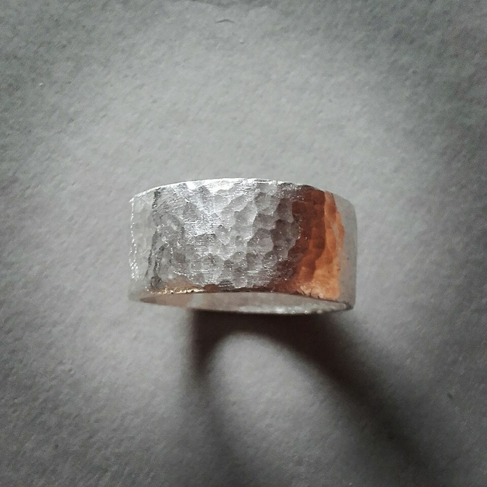 Hamered ring Art Clay Silver 00171
