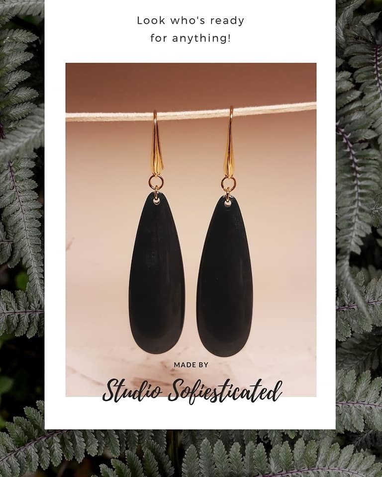 earrings 24K gold & tortoise with resin 00064