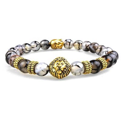 Natural Gold Black Lava Stone Beads Charm Bracelet Natural Gold Black Lava Stone Beads Charm Bracelet