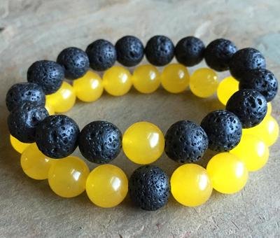 Yellow Jade AND Black Lava Beads SET (2) Yellow Jade AND Black Lava Beads SET (2)