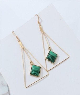Triangle Stone Green Shell Dangle Earrings Triangle Stone Green Shell Dangle Earrings