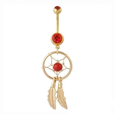Gold Dream Catcher Feather stone navel Piercing Gold Dream Catcher Feather stone navel Piercing