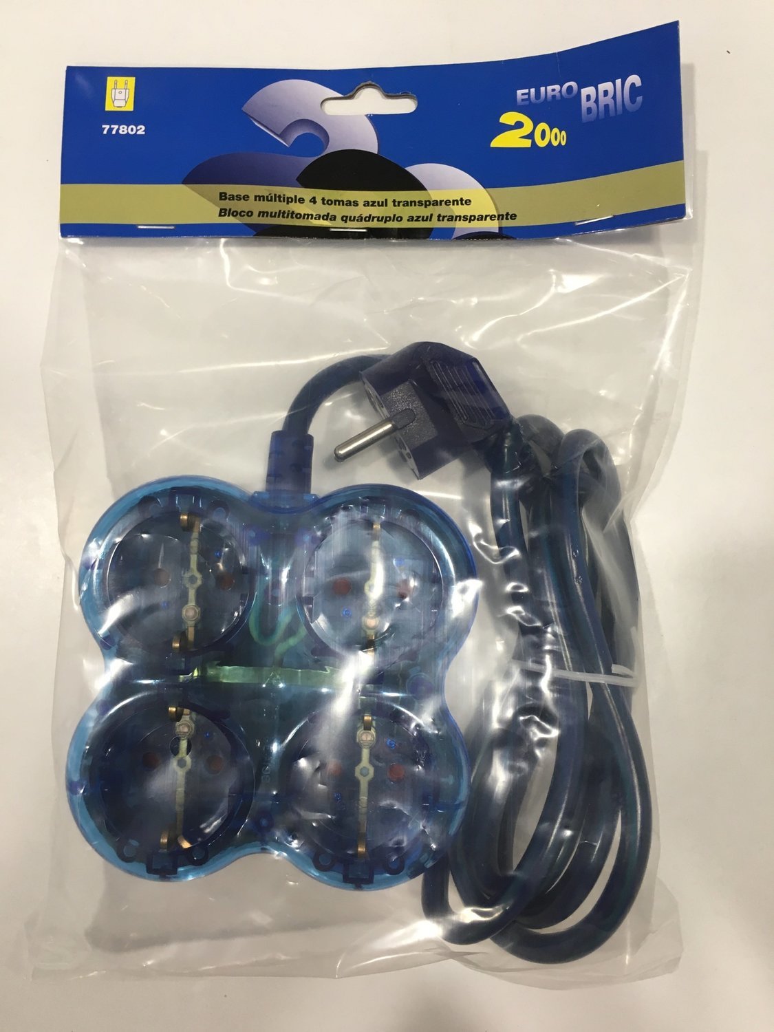 Bloco quadruplo azul com cabo de 1,5mts