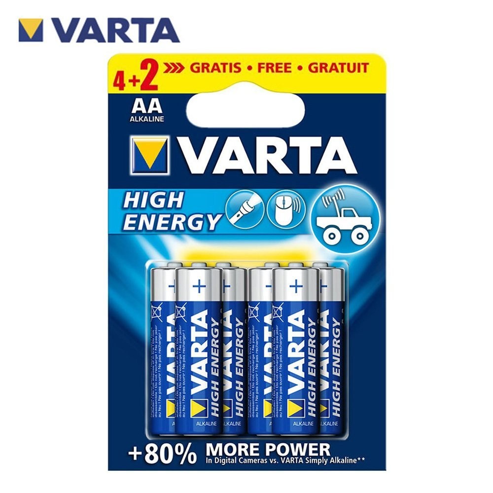 PILHA ALCALINA LR-6 VARTA (BLISTER 6 PILHAS 4+2)