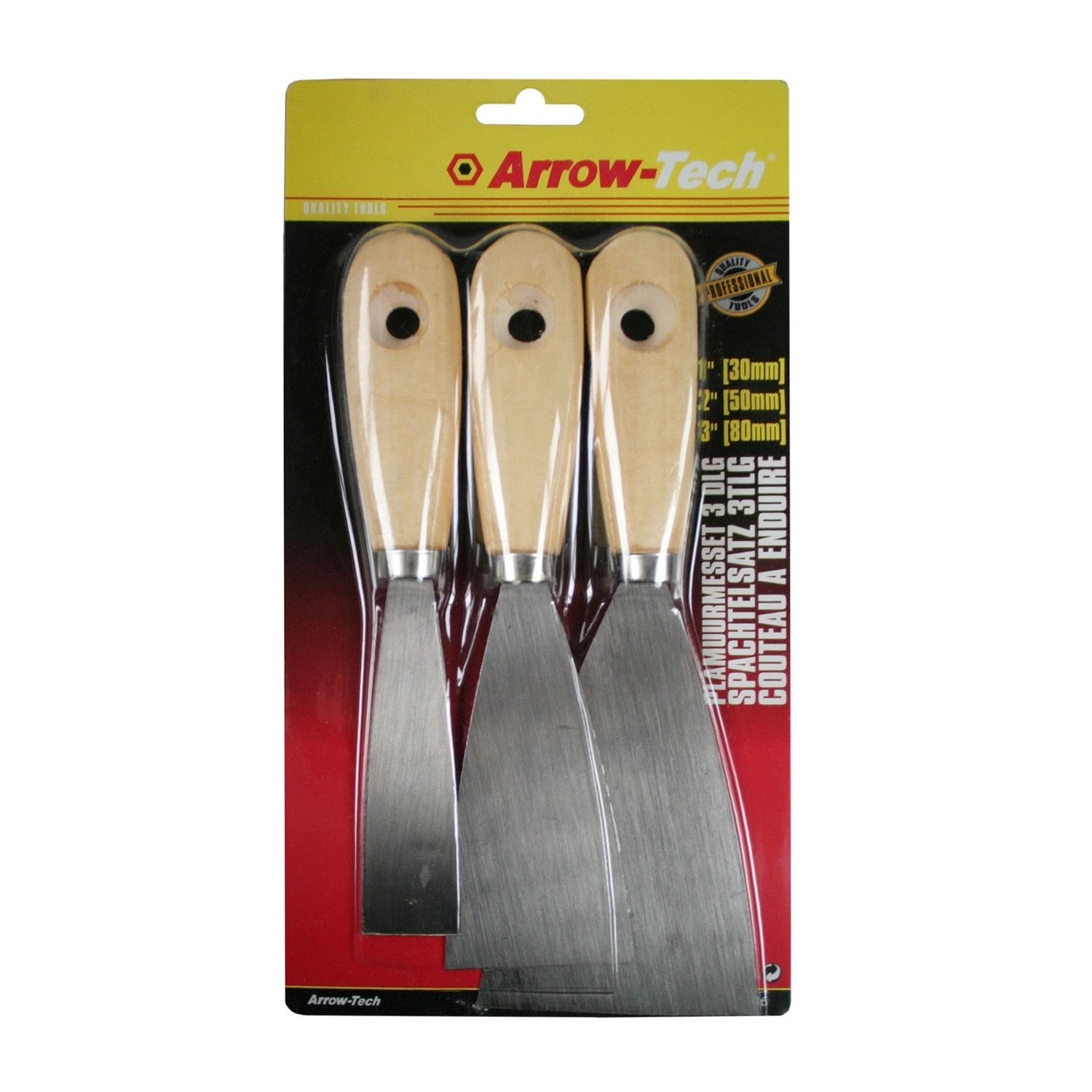 KIT 3 Espátulas 30-50-80 Cabo de Madeira