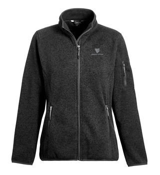 Ladies Ashton Sweater-Knit Fleece Jacket - Black w/ Embroidered Logo NSNLI-JNSSK