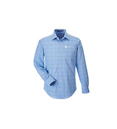 Devon & Jones® Men's Crown Woven Collection™ Glen Plaid Dress Shirt w/ Embroidered Logo ERLKJ-KFZHH
