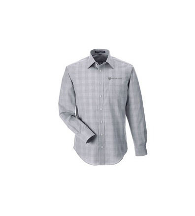 Devon & Jones® Men's Crown Woven Collection™ Glen Plaid Dress Shirt w/ Embroidered Logo