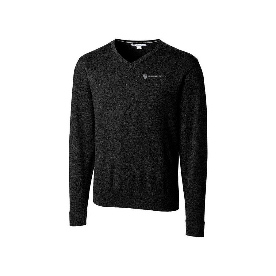 Cutter & Buck Lakemont V-neck Sweater-Men's Black w/ Embroidered Logo UVLDE-LNIGG