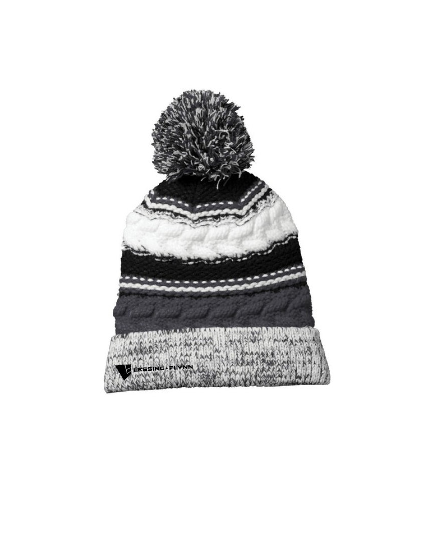 Sport-Tek® Pom Team Beanie - Embroidered: Iron Gray/Black/White AOEGA-JDCHO