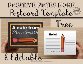 Free Positive Notes Home Classroom Management Printable Postcards Free Positive Notes Home Classroom Management Printable Postcards