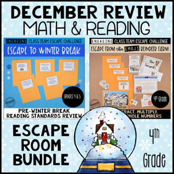 4th Grade Winter Escape Room | Reading and Math Review Bundle 4th Grade Winter Escape Room | Reading and Math Review Bundle