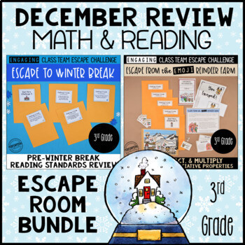 3rd Grade Winter Escape Room | Reading and Math Review Game Bundle 3rd Grade Winter Escape Room | Reading and Math Review Game Bundle