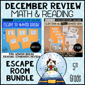 5th Grade Winter Escape Room | Reading and Math Review Game Bundle 5th Grade Winter Escape Room | Reading and Math Review Game Bundle