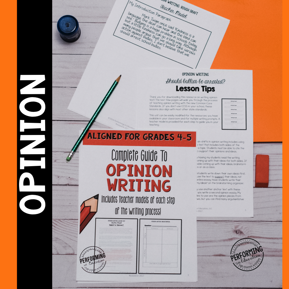 Complete Guide to Teaching Opinion Writing Grades 4-5