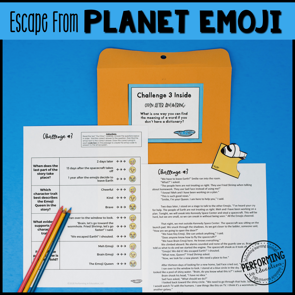 3rd Grade Planet Emoji (Reading Test Prep)