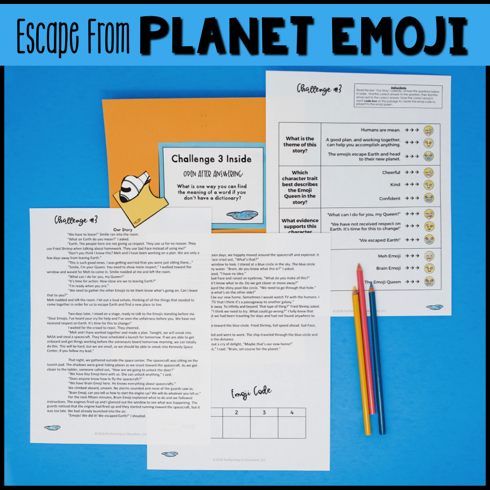4th Grade Planet Emoji (Reading Test Prep)