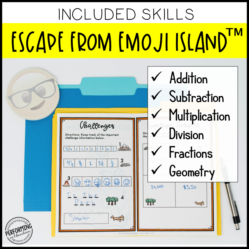 4th Grade Escape from Emoji Island® (Math Test Prep)