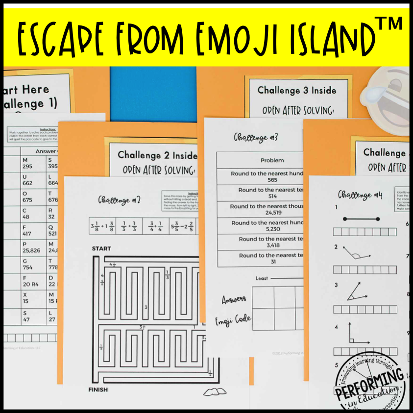 4th Grade Escape from Emoji Island® (Math Test Prep)