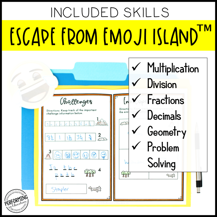 5th Grade Escape from Emoji Island® (Math Test Prep)