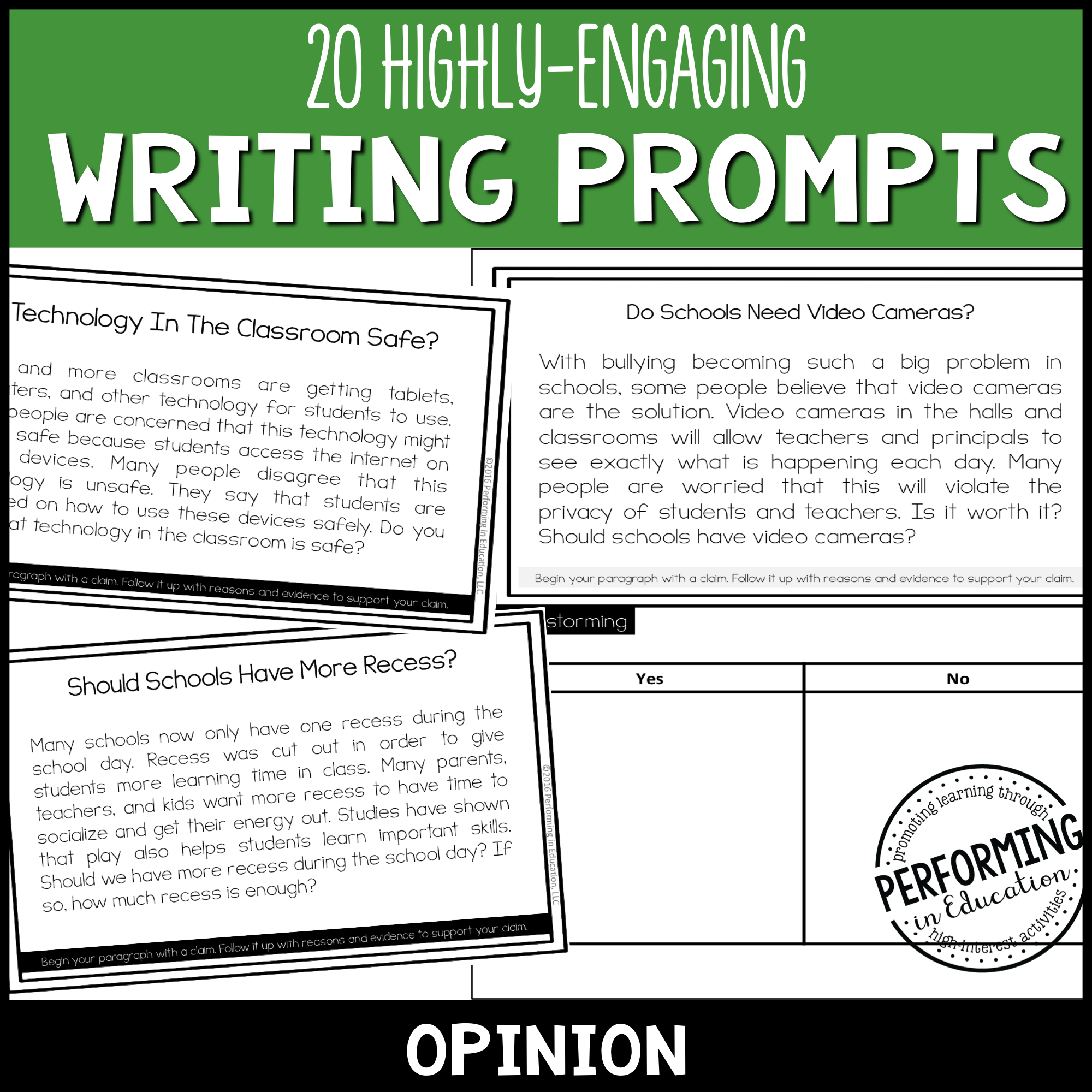 Opinion Writing Prompts (Print & Digital) 00036