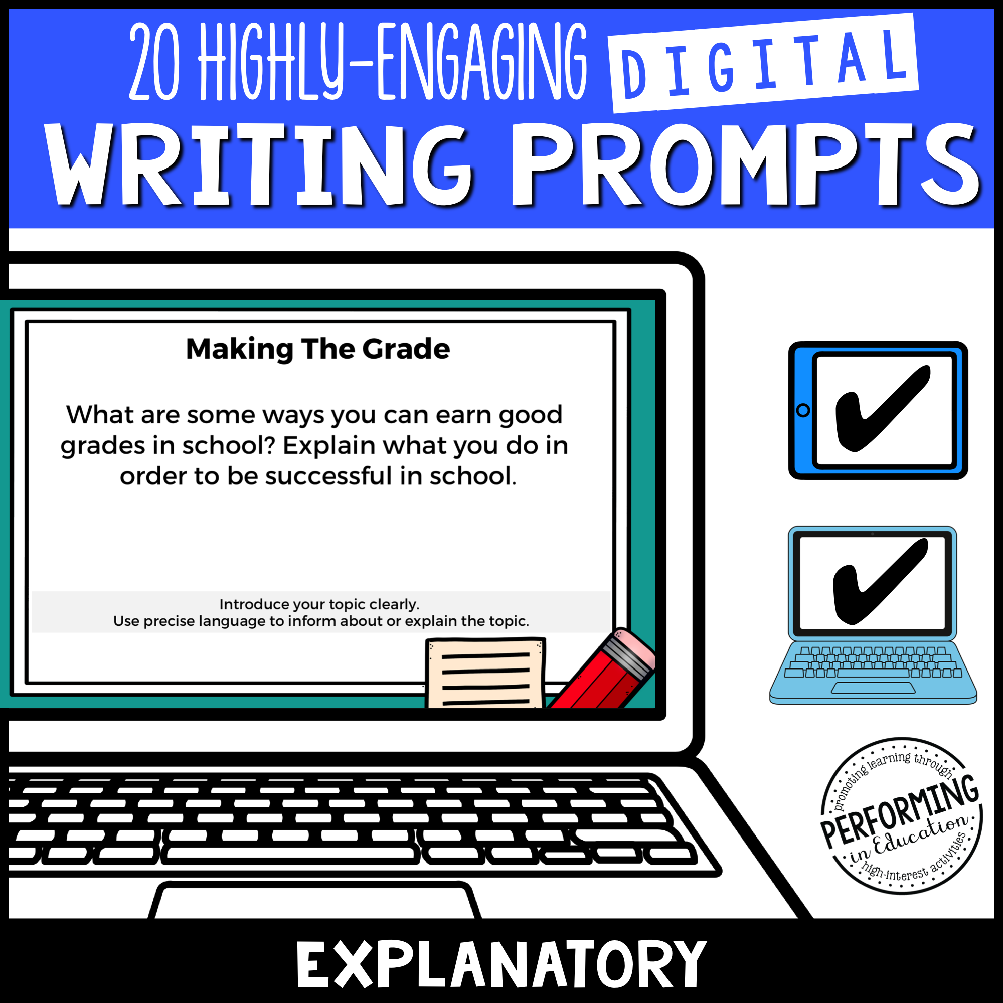 Explanatory Writing Prompts (Print & Digital)