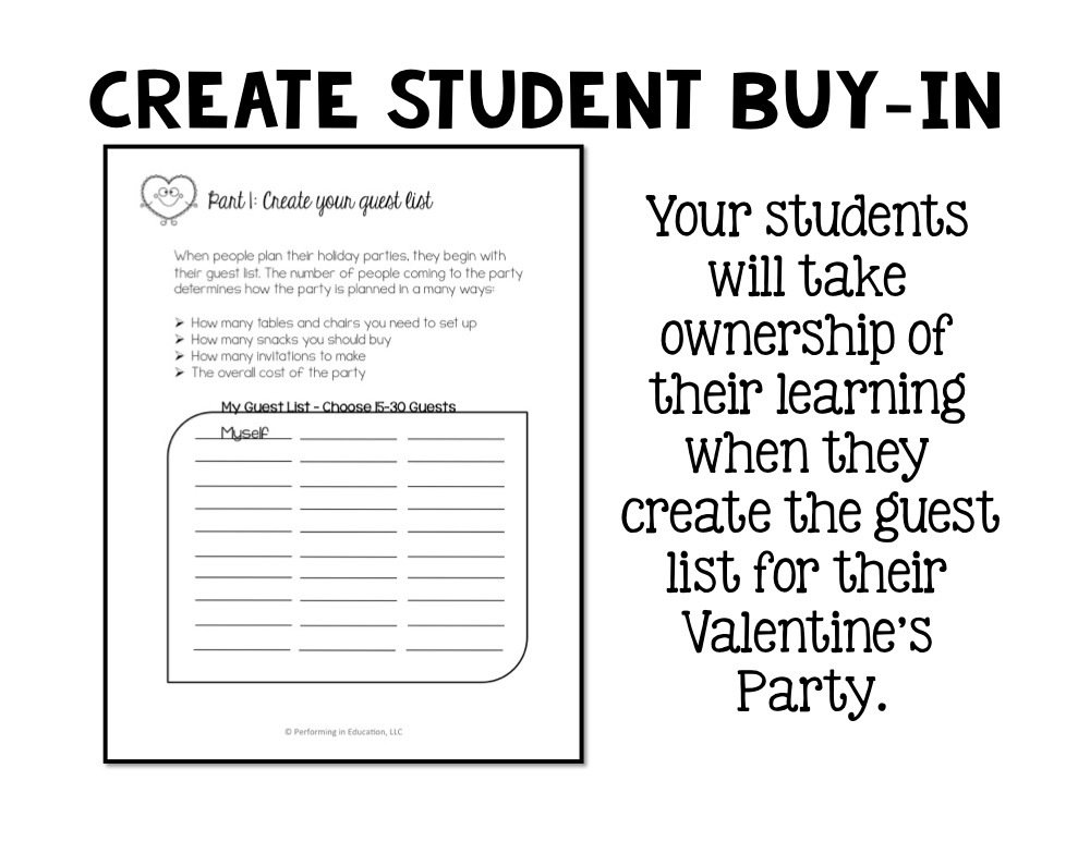 Valentine's Day Math Project-based Learning: 5th grade standards