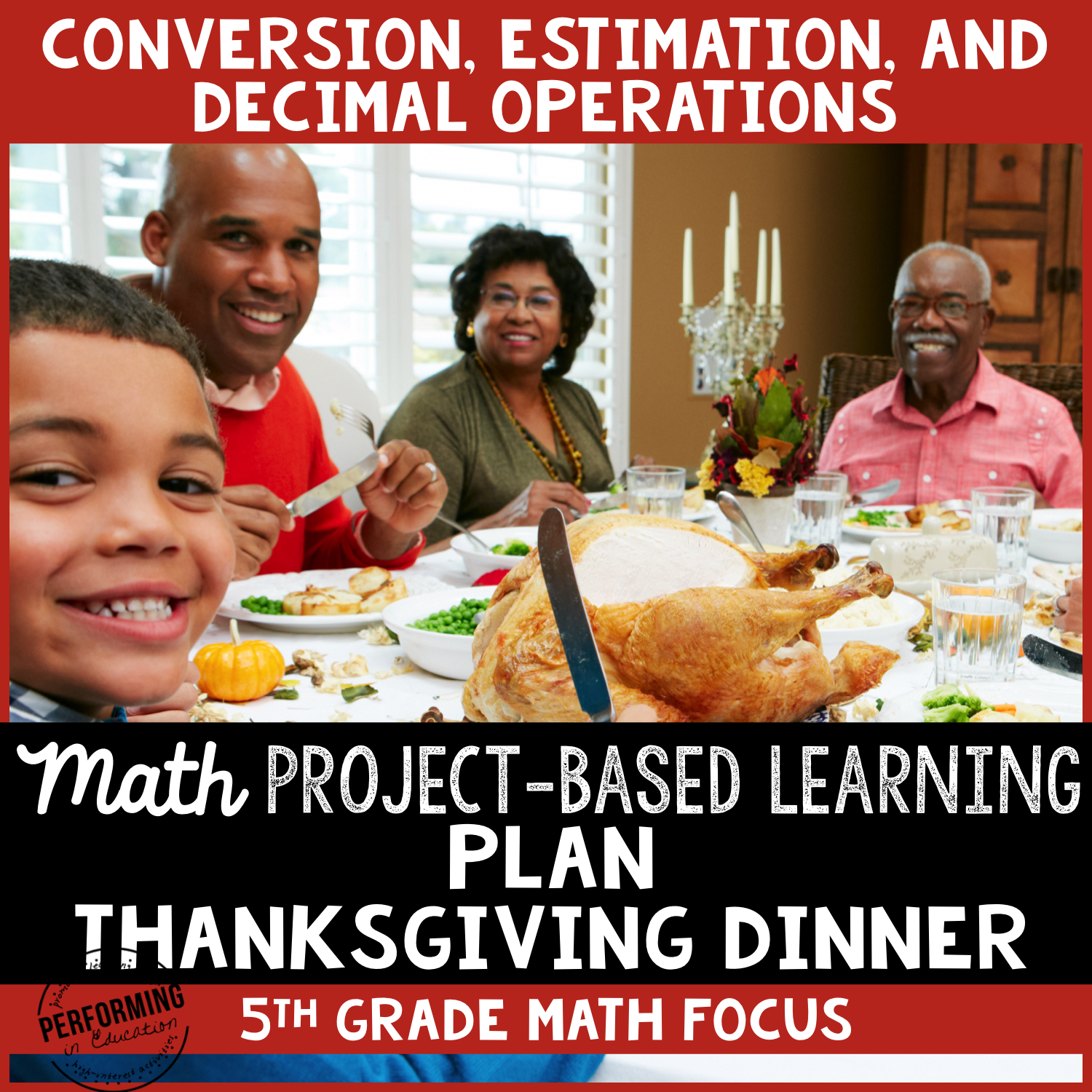 Thanksgiving Dinner Project Based Learning Decimals, Critical Thinking 5th 00047
