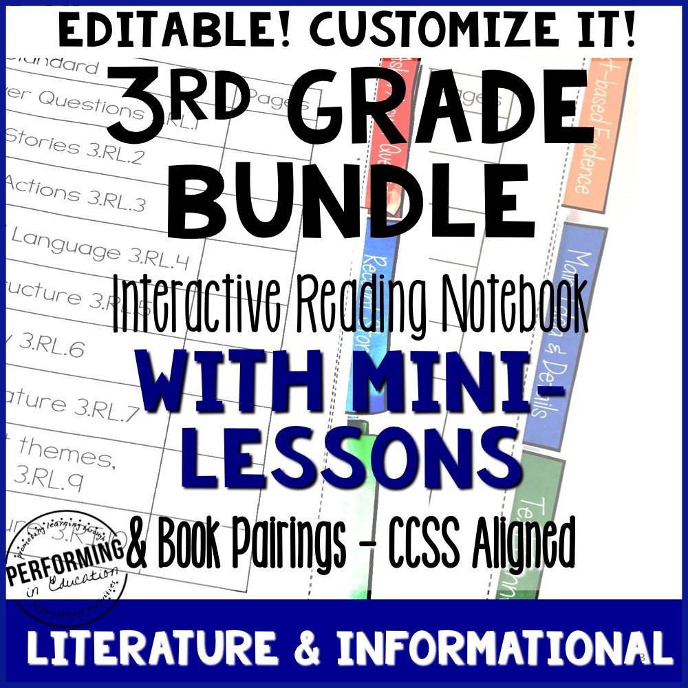 3rd Grade Reading Interactive Notebook Mini Lessons ENTIRE YEAR 00066