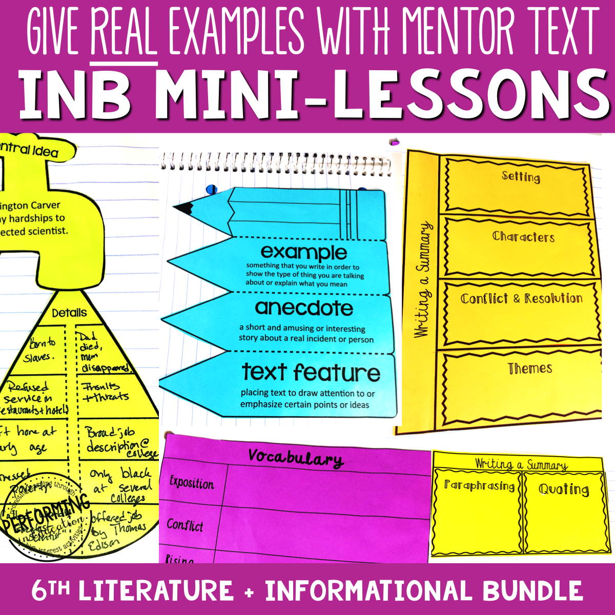 6th Grade Reading Interactive Notebook Mini Lessons ENTIRE YEAR 00069
