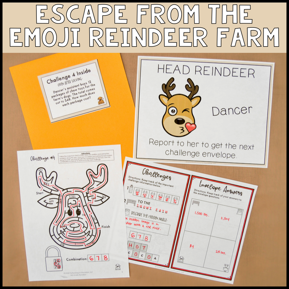 4th Grade Winter Escape Room (Math Review)