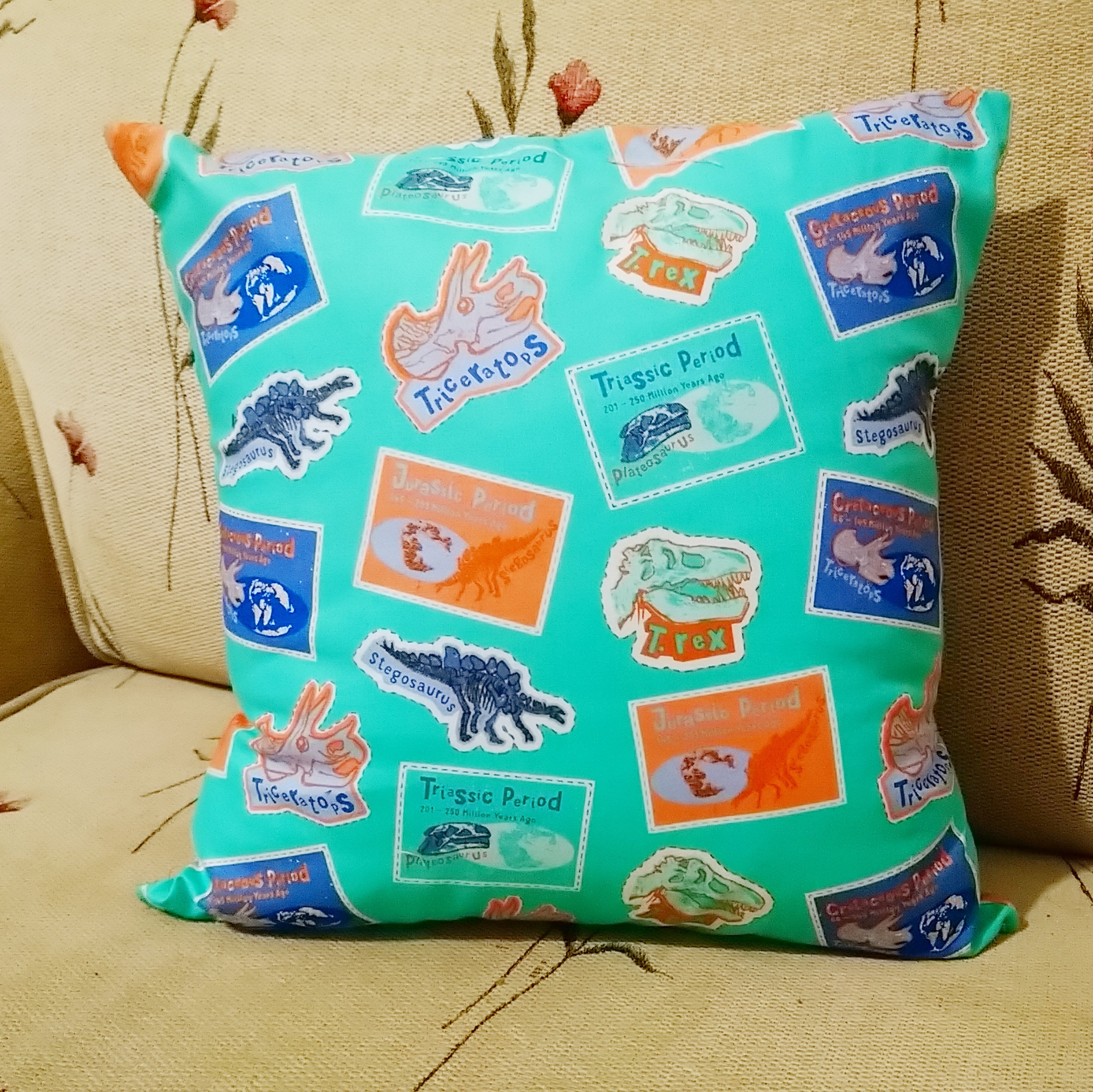 Prehistoric Dinosaur Cushion Including 14 inch Inner