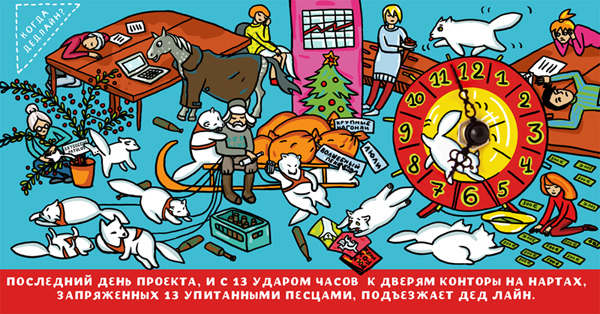 Часы на открытке "Дед Лайн пришел. Не ждали?" 00784