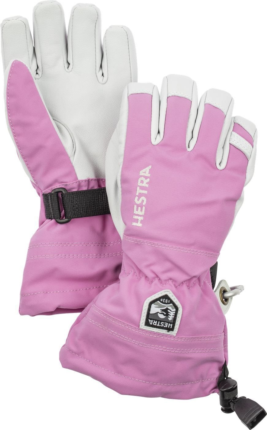 Hestra Army leather heli Jr pink HES-1030