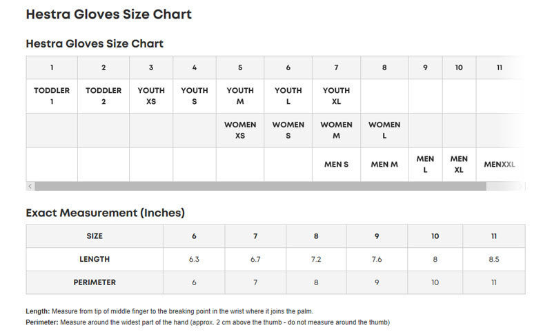 Hestra Junior Glove Size Chart