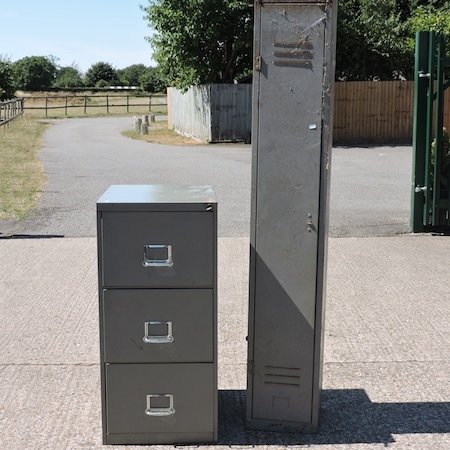 Lot 60 A Grey Painted Metal Locker Together With A Filing