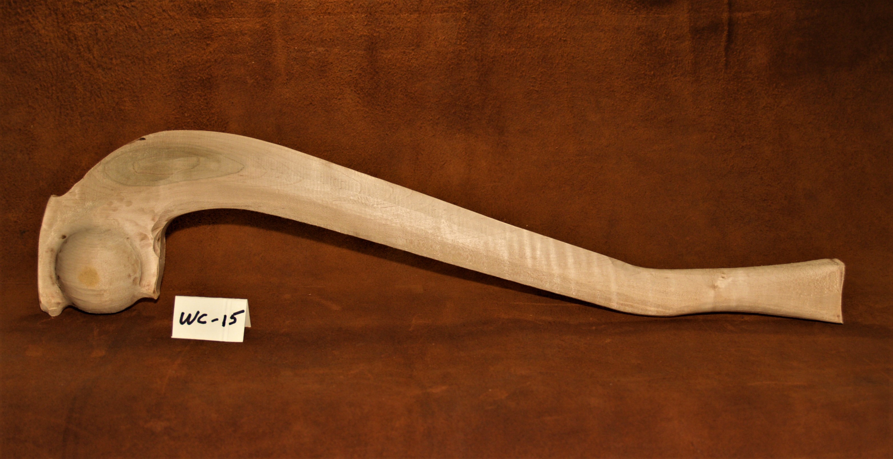 HURON Kick Back War Club; Curly Maple; 22 1/2" Long; 2 3/4" Ball WC-15