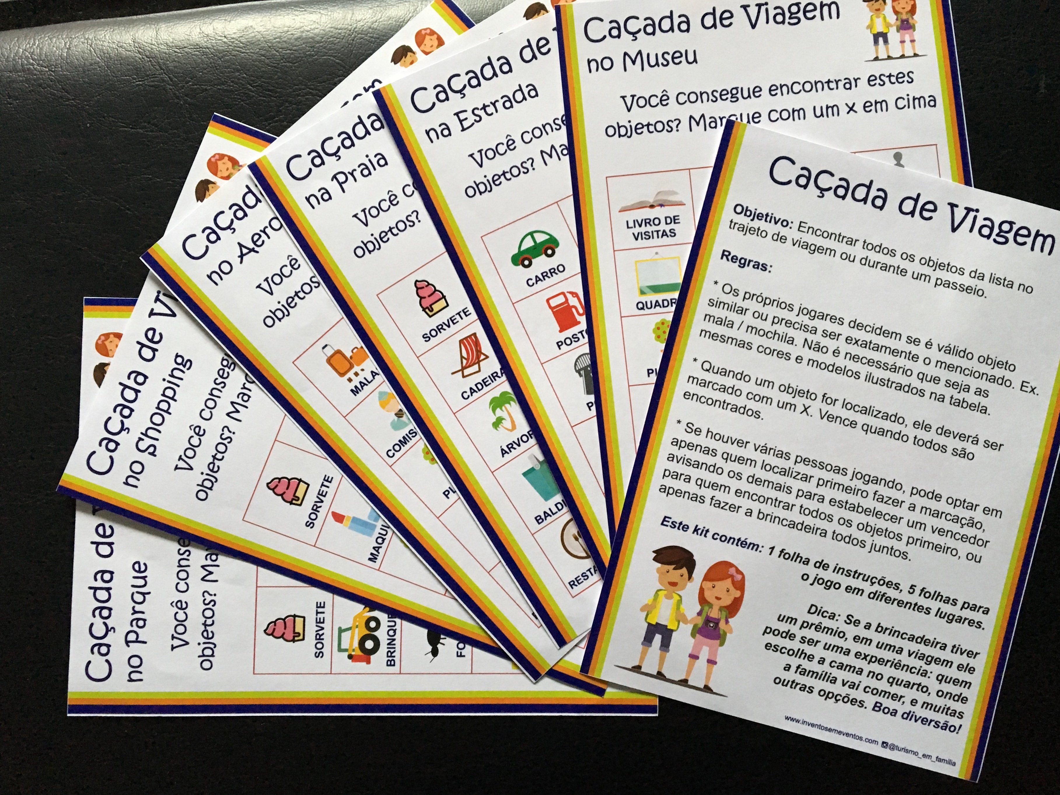 Kit infantil de brincadeiras para viagem