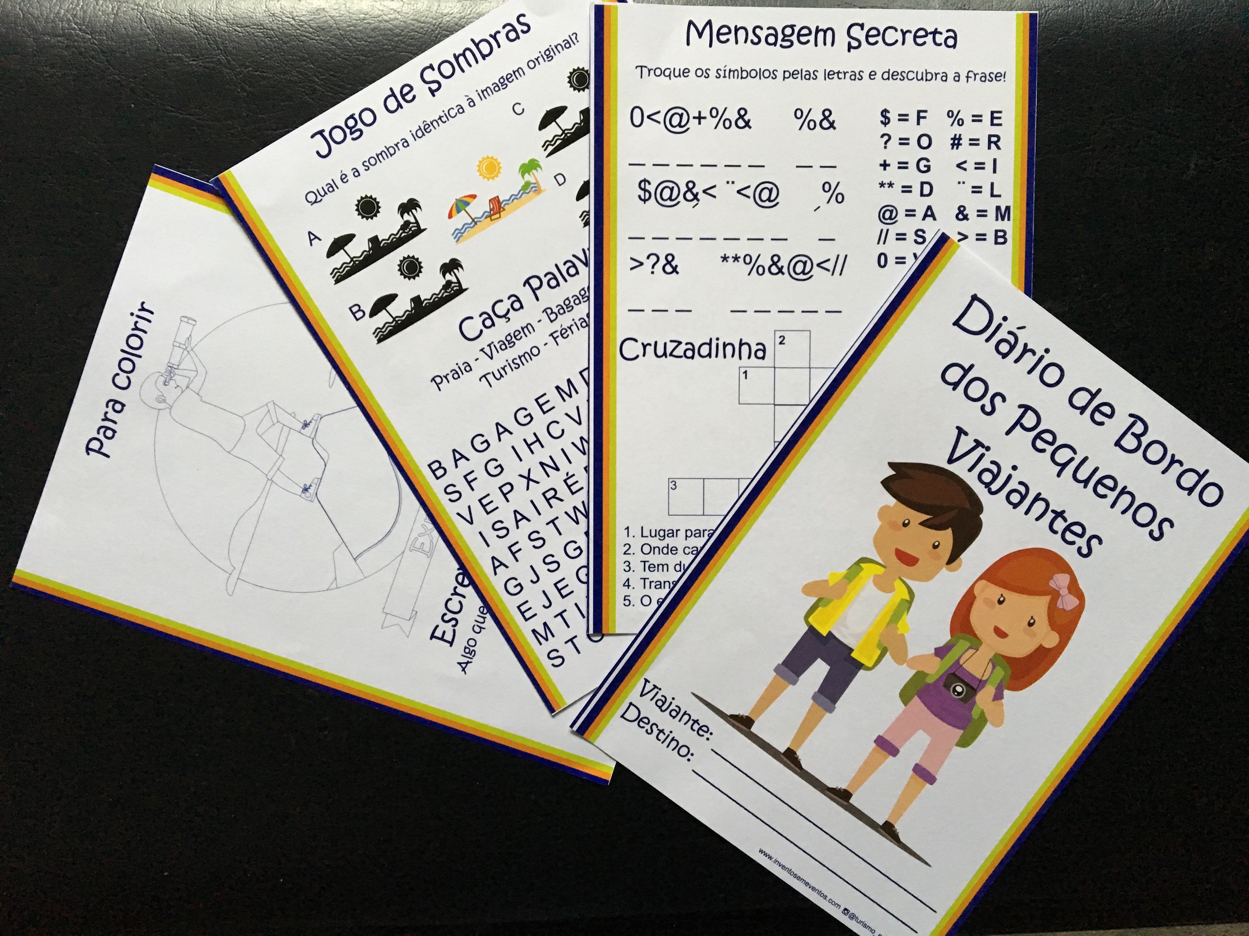 Kit infantil de brincadeiras para viagem