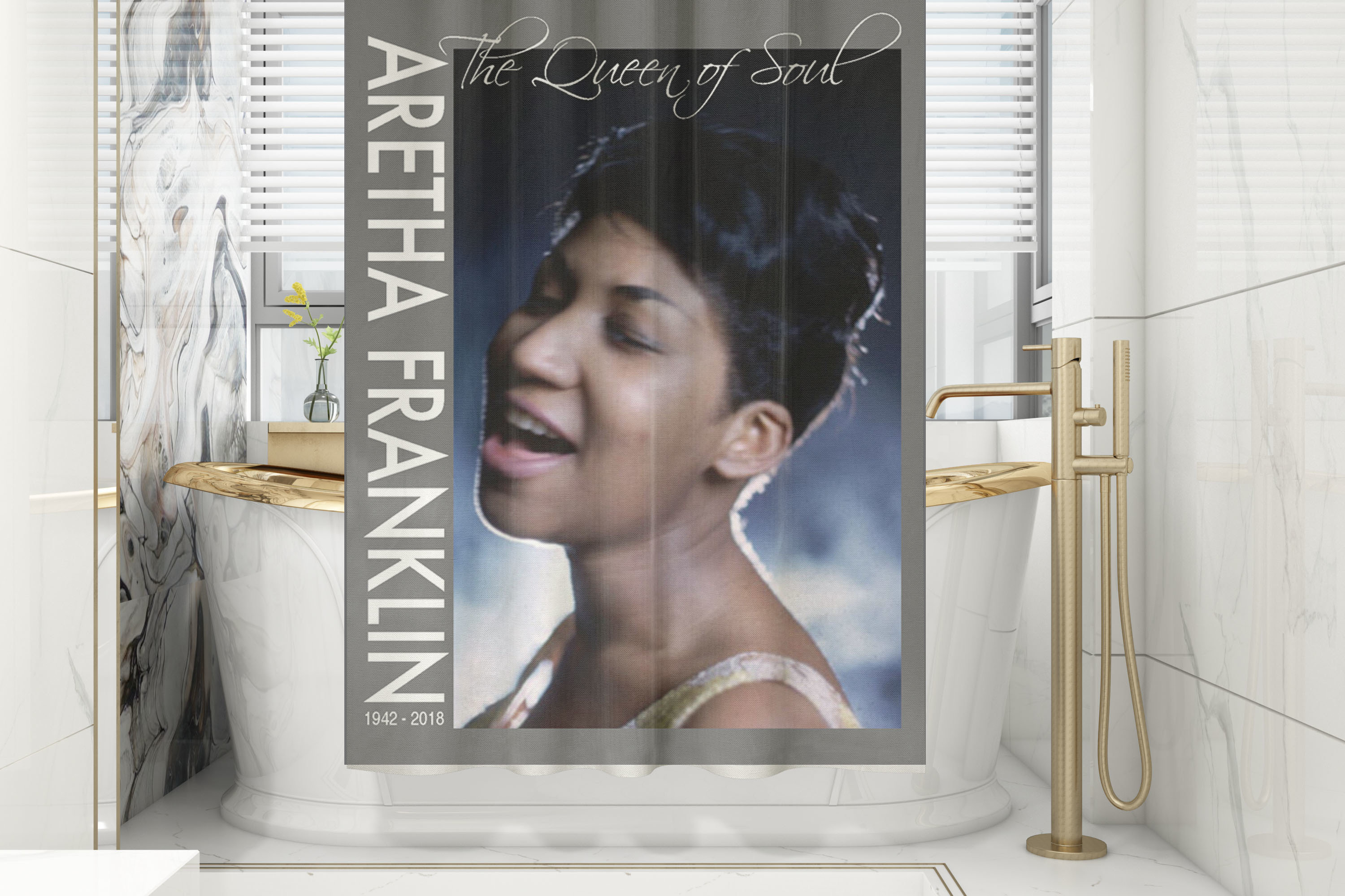 Aretha Franklin Classic Shower Curtain/Mat Set 00005