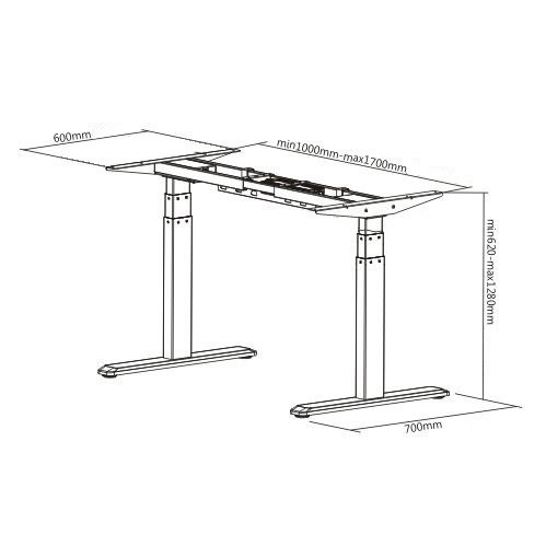 E-Desk graphite frame dimensions