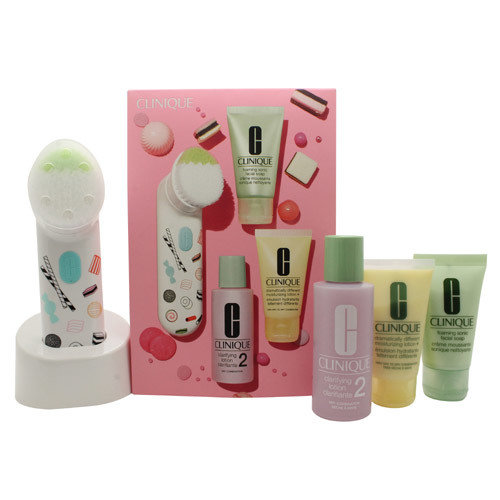 Clinique 3-Step Skincare Gift Set 30ml Foaming Facial Soap + 60ml Clarifying Lotion 2 + 30ml Dramatically Different Moisturising Lotion + Purifying Cleansing Brush 00042