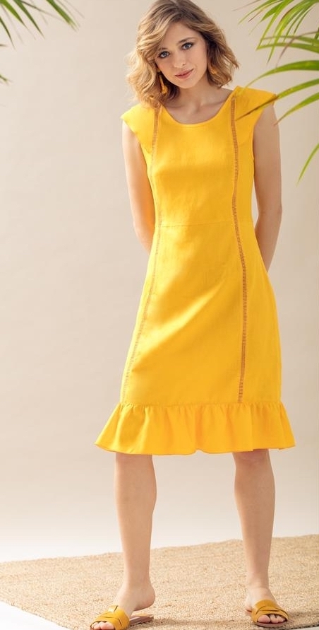 Maloka: Lovely Linen & Ruffles Flared Dress (Many Colors, Ships Immed in Violet!)