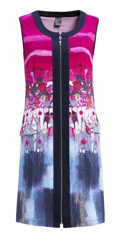 Simply Art Dolcezza: Fuschia Candy Storm Abstract Art Zip Dress SOLD OUT