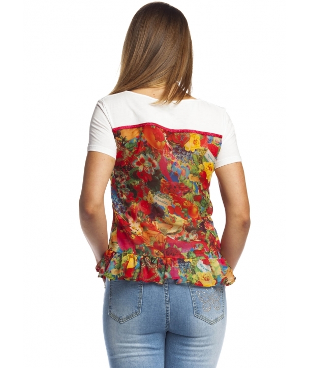 Rosalita McGee: Wild Strawberry Patch Asymmetrical Ruffle Tunic